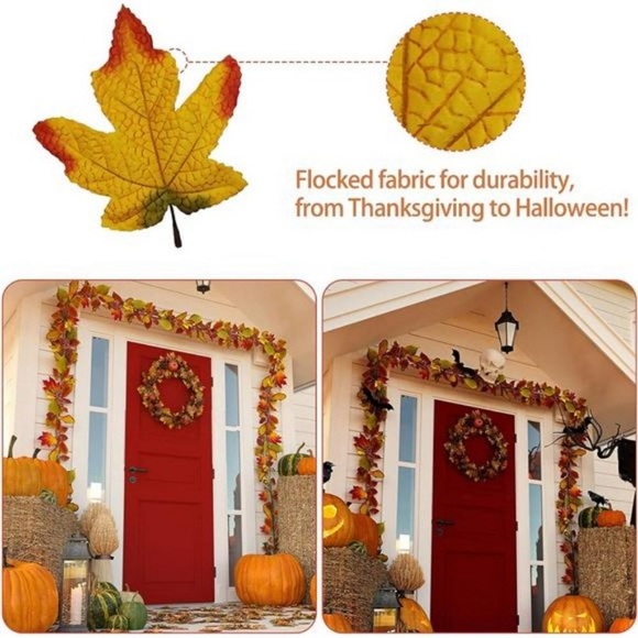 (50PC) Fall Artificial Maple Leaves Fake Leaves for Thanksgiving Halloween Decor - Picture 4 of 8